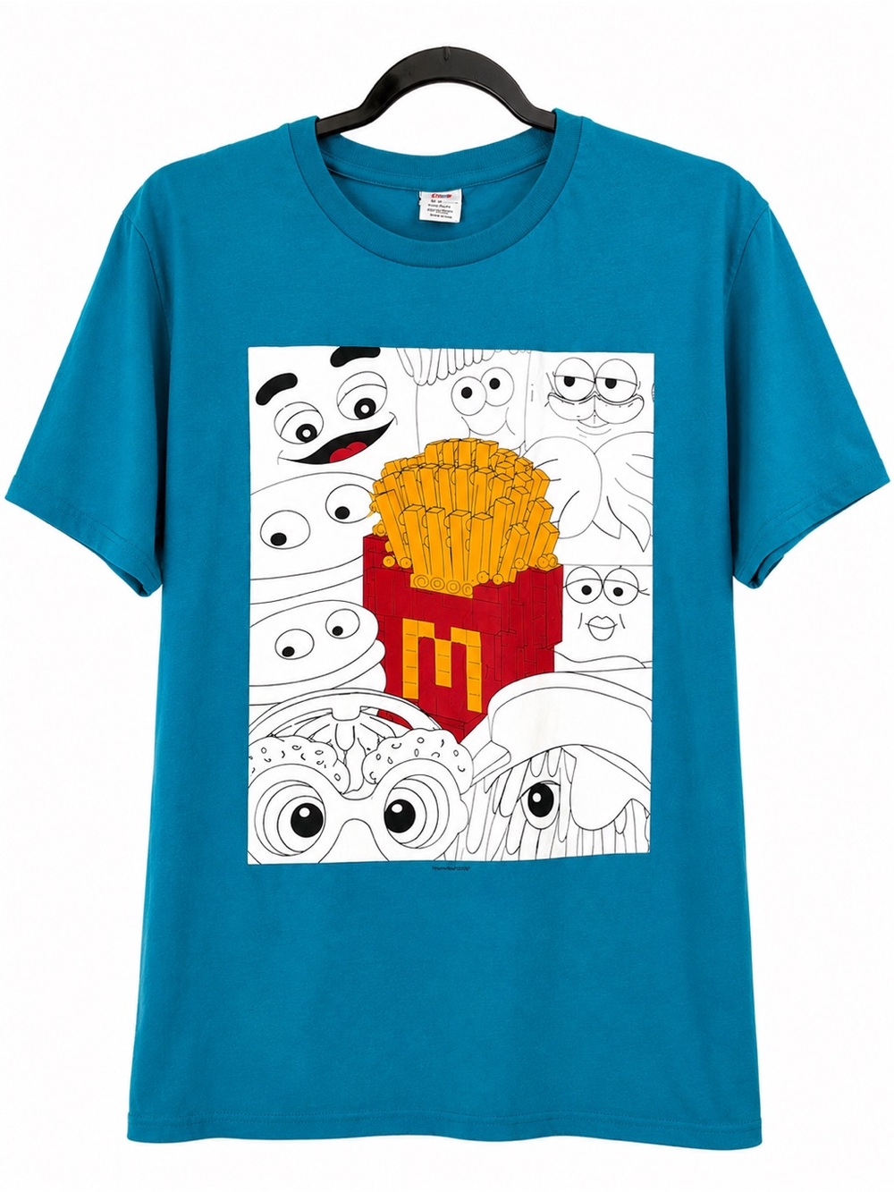 McDonalds 2024 Collectors Edition Employee Promo T-Shirt Teal Fries Nanoblock L